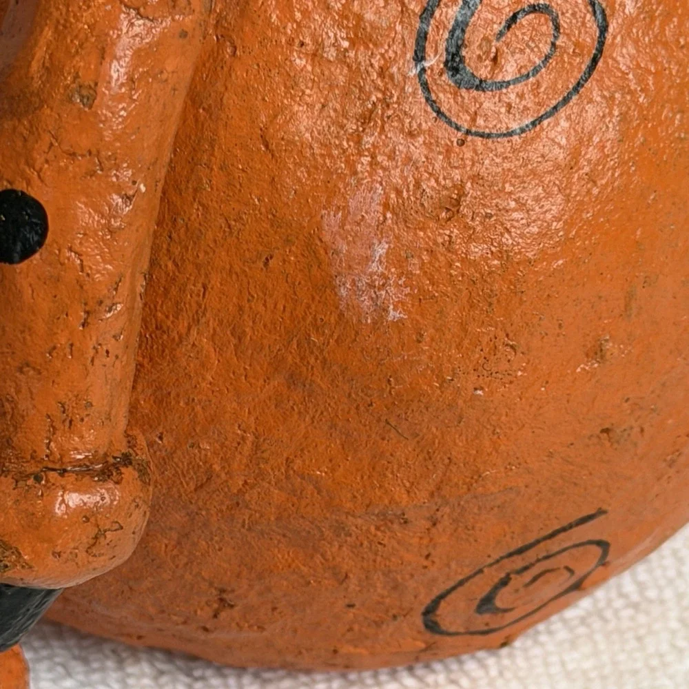 Primitive Folk Art Paper Mache Pumpkin Halloween Shelf Sitter Figure Retro